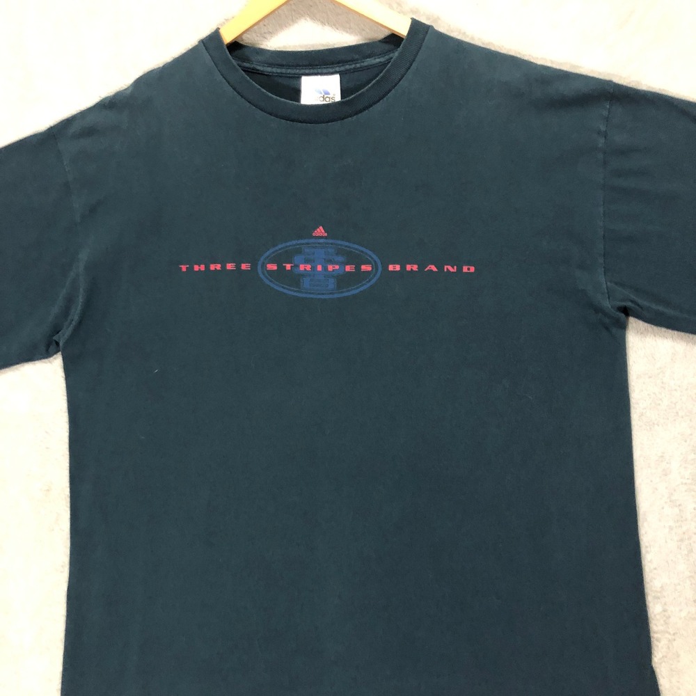 Adidas T-Shirt Three Stripes Brand Logo Graphic‎ Tee Casual Top Size L